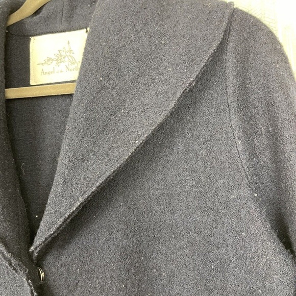 Anthropologie Angel of the North Woman M Soft Lightweight Wool Coat Navy Blue - Picture 10 of 11